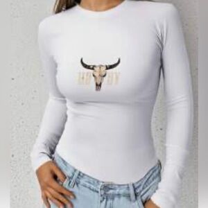 White Long Sleeve Top with Howdy Bull